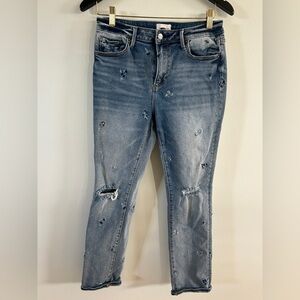 DRIFTWOOD Light Blue Distressed Jeans Audrey High Rise Womens 28